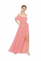 Draped Off the Shoulder Sleeves Chiffon Bridesmaid Dress Brisbane
