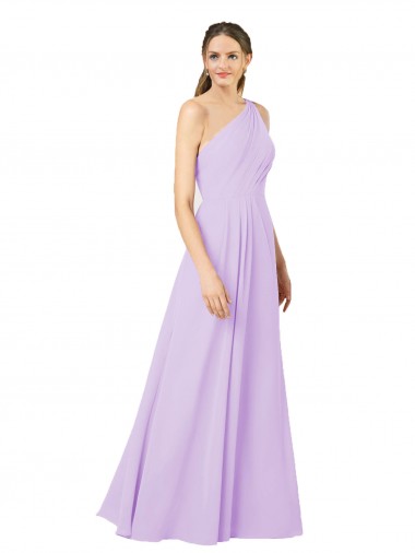 Grecian Inspired Simple One Shoulder Chiffon Formal Bridesmaid Dress with Ruching Brisbane