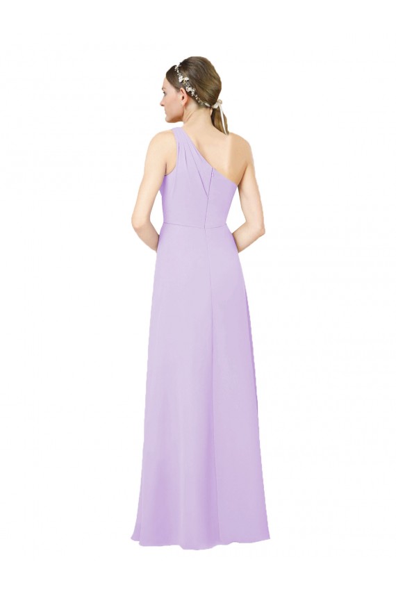Grecian Inspired Simple One Shoulder Chiffon Formal Bridesmaid Dress with Ruching Brisbane