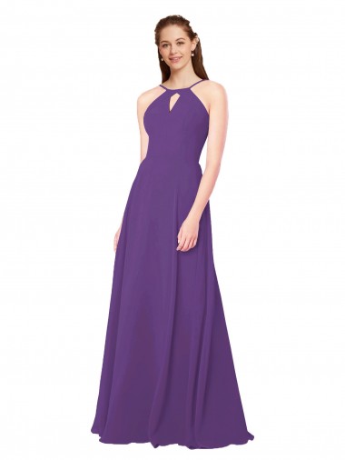 High Halter Chiffon Bridesmaid Dress with Keyhole Brisbane