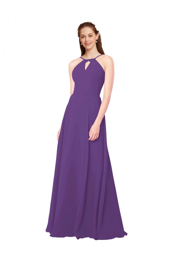 High Halter Chiffon Bridesmaid Dress with Keyhole Brisbane