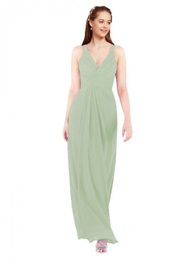 Feminine Chiffon Bridesmaid Dress with Ruching and V-Neckline Brisbane