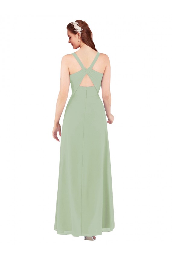 Feminine Chiffon Bridesmaid Dress with Ruching and V-Neckline Brisbane