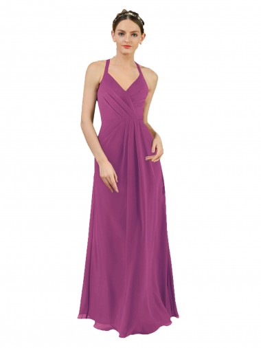 Sassy Chiffon Bridesmaid Dress with Halter Neckline Brisbane