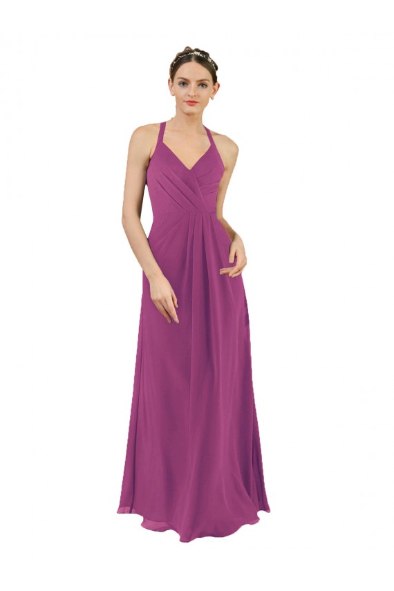 Sassy Chiffon Bridesmaid Dress with Halter Neckline Brisbane