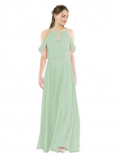 Off-the-Shoulder Long Chiffon Beachy Bridesmaid Dress Brisbane