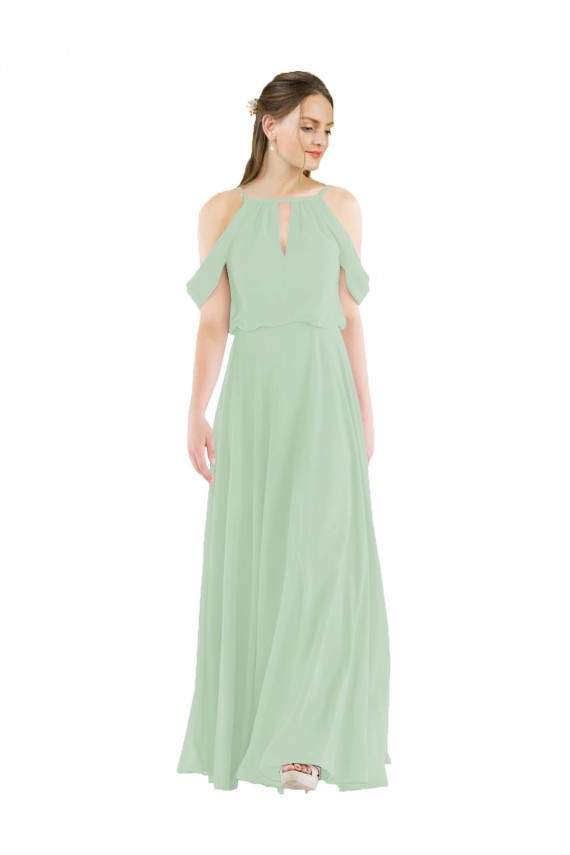 Off-the-Shoulder Long Chiffon Beachy Bridesmaid Dress Brisbane