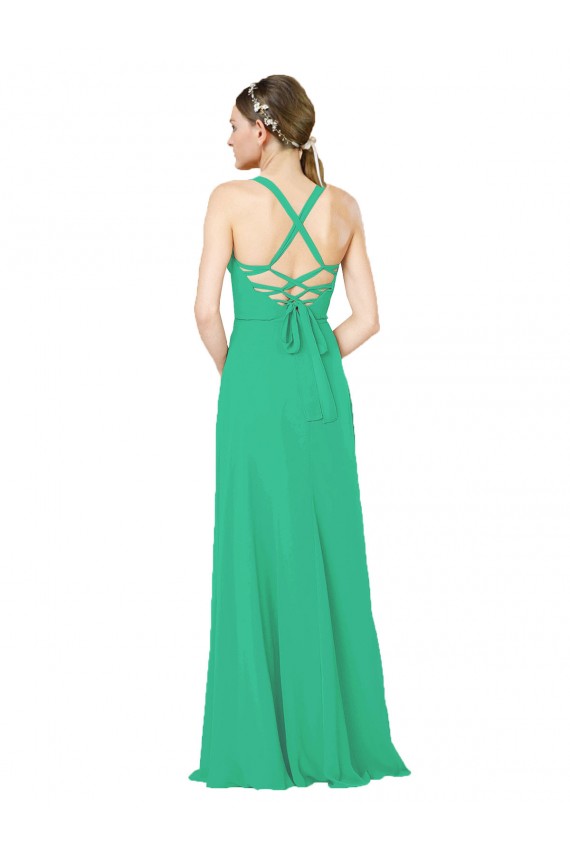 Classic Chiffon Bridesmaid Dress with Lace-Up Back Brisbane