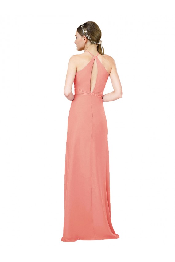 Modern Long Chiffon Bridesmaid Dress with Keyhole Back Brisbane