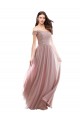 Floor Length Chantilly Lace Off the Shoulder Chiffon Bridesmaid Dress Brisbane