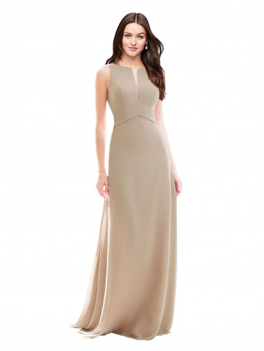 Elegant Bridesmaid with High Neckline and Illusion V-Neck Brisbane