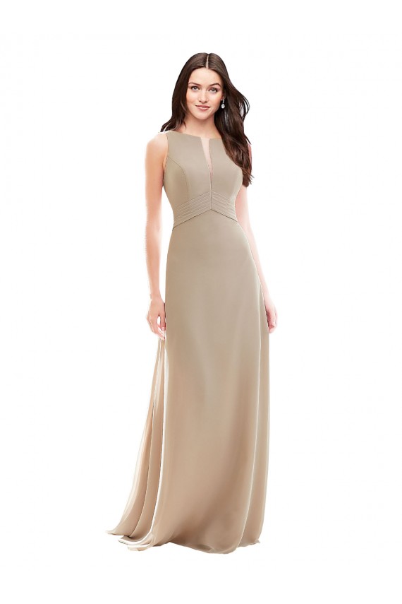 Elegant Bridesmaid with High Neckline and Illusion V-Neck Brisbane