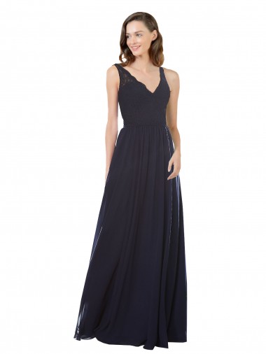 Elegant Chiffon Bridesmaid Dress with V-Neck Lace Bodice Brisbane