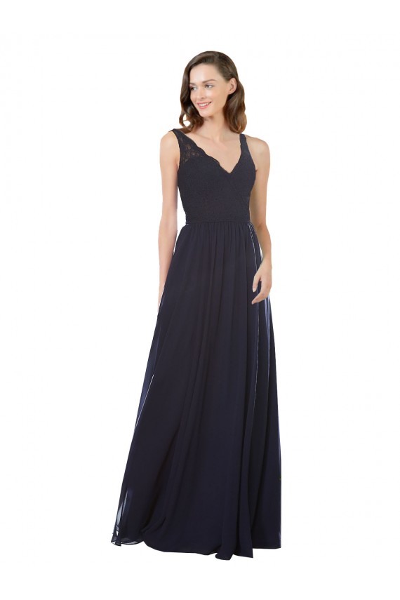 Elegant Chiffon Bridesmaid Dress with V-Neck Lace Bodice Brisbane