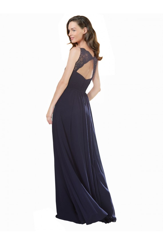 Elegant Chiffon Bridesmaid Dress with V-Neck Lace Bodice Brisbane