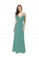Full Length Chiffon Bridesmaid Dress with Ruffled V-Neckline Brisbane