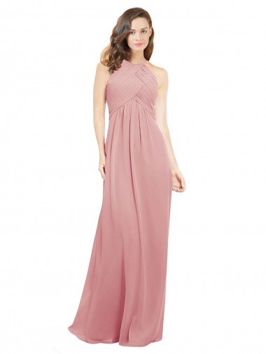 Chiffon Bridesmaids Dress with Draped Bodice and Keyhole Back Brisbane