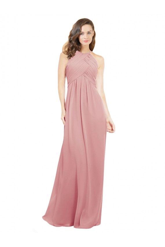 Chiffon Bridesmaids Dress with Draped Bodice and Keyhole Back Brisbane