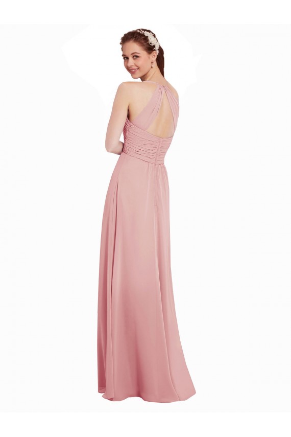 Chiffon Bridesmaids Dress with Draped Bodice and Keyhole Back Brisbane