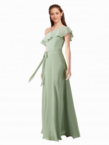 Chiffon Bridesmaids Dress with Ruffles Flutter Sleeves Brisbane