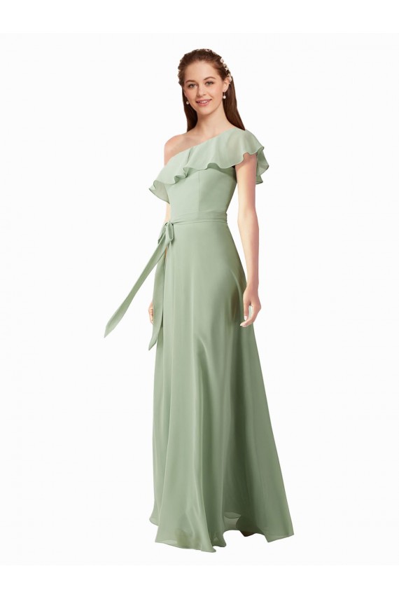 Chiffon Bridesmaids Dress with Ruffles Flutter Sleeves Brisbane