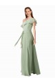 Chiffon Bridesmaids Dress with Ruffles Flutter Sleeves Brisbane