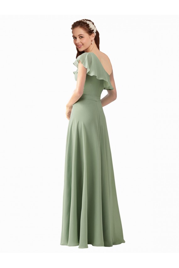 Chiffon Bridesmaids Dress with Ruffles Flutter Sleeves Brisbane