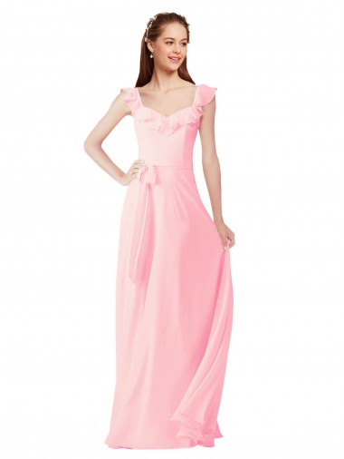 Chiffon Bridesmaids Dress with Ruffle Neckline Brisbane