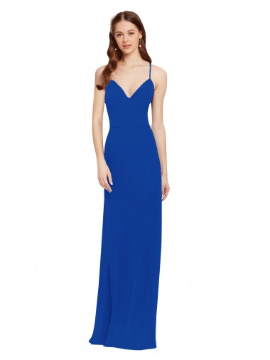 Chiffon Bridesmaid Dress with Deep V-Neck and Spaghetti Straps Brisbane