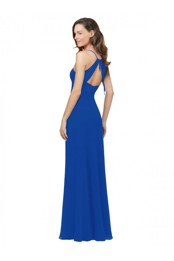 Chiffon Bridesmaid Dress with Deep V-Neck and Spaghetti Straps Brisbane