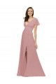 Flutter Sleeves Short Chiffon Bridesmaid Dress with Tie Belt Brisbane