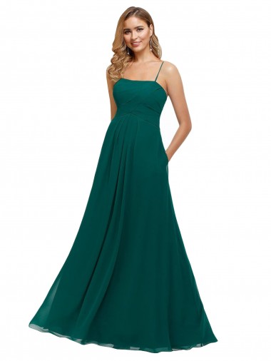 Chiffon Bridesmaid Dress with Pleated Bodice and Straps Brisbane