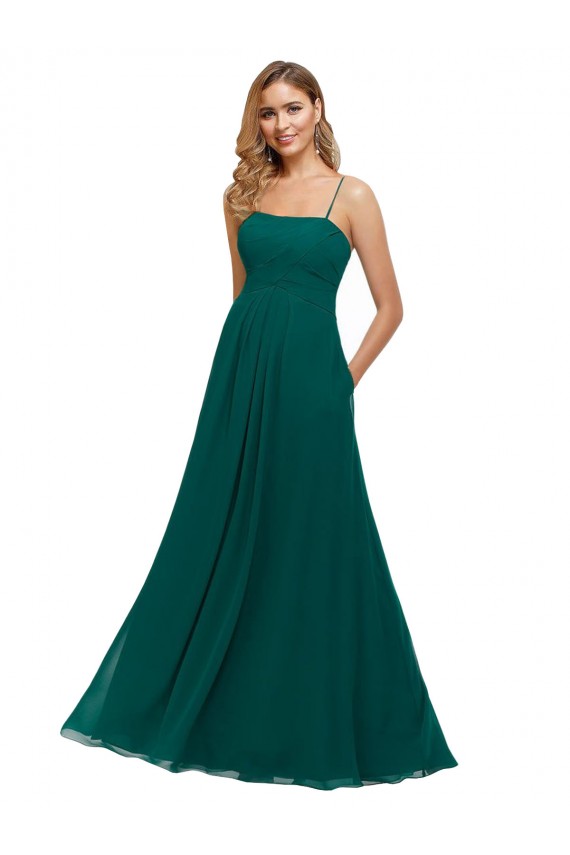 Chiffon Bridesmaid Dress with Pleated Bodice and Straps Brisbane