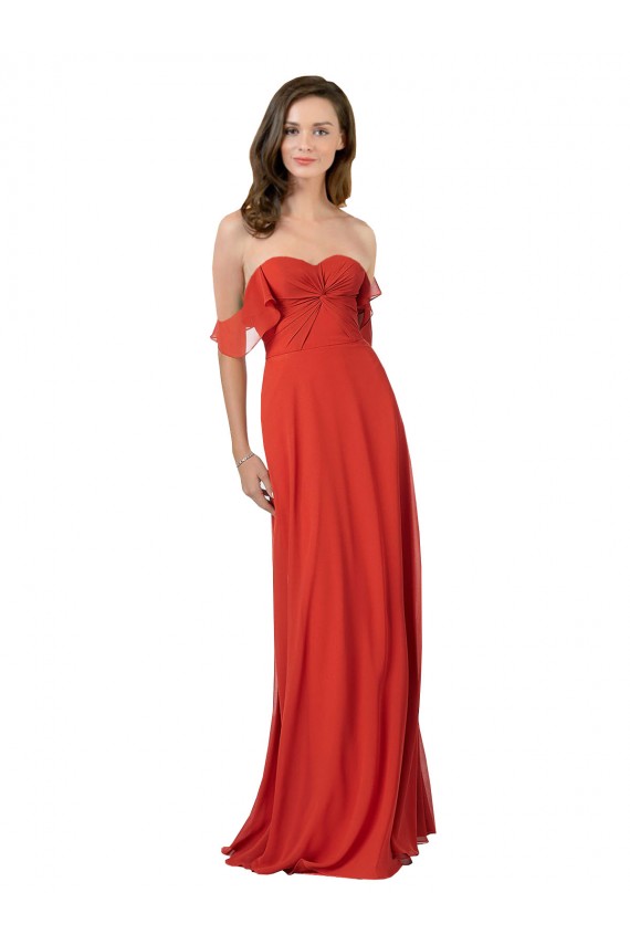 Chiffon A-Line Bridesmaid Dress with Ruched Bodice Brisbane