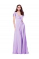 Flutter Sleeves V-Neck Chiffon Bridesmaid Dress Brisbane
