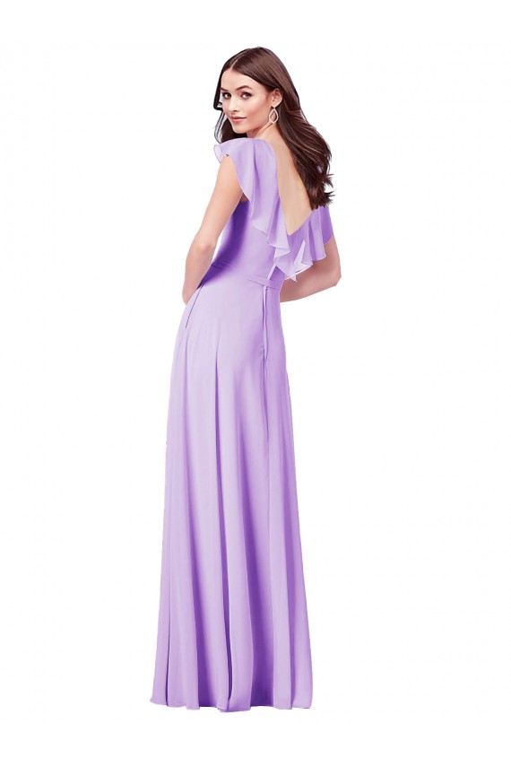 Flutter Sleeves V-Neck Chiffon Bridesmaid Dress Brisbane