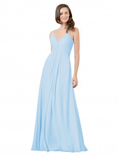 Long V-Neck Chiffon Bridesmaid Dress with Keyhole Back Brisbane