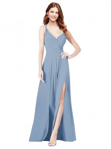 Surplice Bodice A-Line Long Chiffon Bridesmaid Dress Brisbane