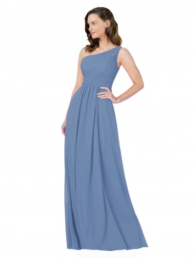 Pleated One Shoulder Chiffon Bridesmaid Dress Brisbane