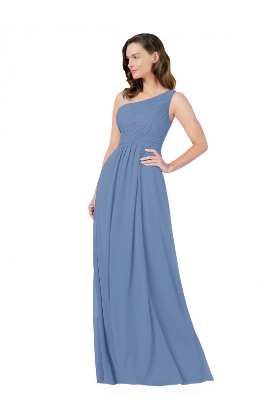 Pleated One Shoulder Chiffon Bridesmaid Dress Brisbane