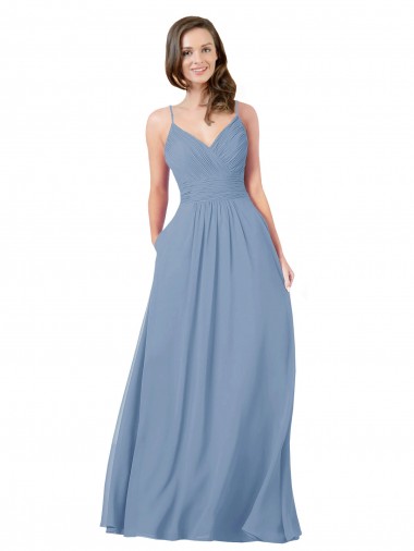 A-Line Ruched V-Neckline Chiffon Bridesmaid Dress Brisbane