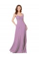 Floral Detailed Chiffon Bridesmaid Dress with Keyhole Back Brisbane