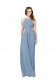 Chiffon Bridesmaid Dress with High Halter Neckline Brisbane