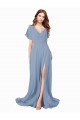 Chiffon Bridesmaid Dress / Prom Dress with Flutter Sleeves and Front Slit Brisbane