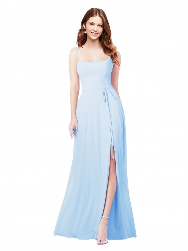 Chiffon Bridesmaid Dress with Tie Sash and Side Slit Brisbane