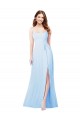 Chiffon Bridesmaid Dress with Tie Sash and Side Slit Brisbane