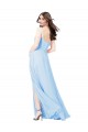 Chiffon Bridesmaid Dress with Tie Sash and Side Slit Brisbane