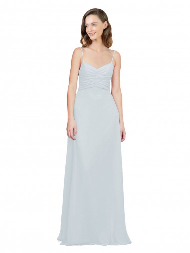 Slim A-Line Chiffon Bridesmaid Dress with Spaghetti Strap Gathered Bodice Brisbane