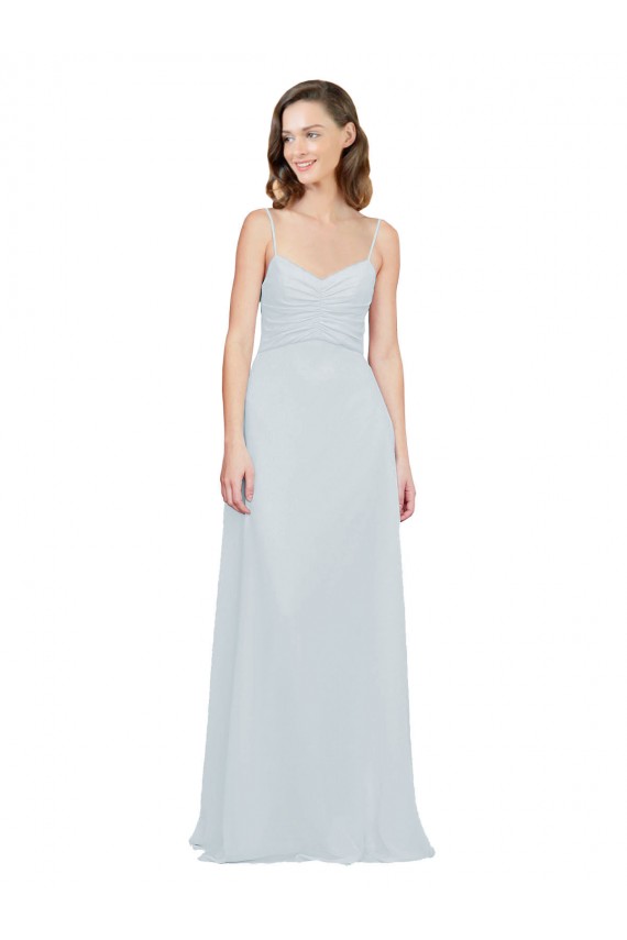 Slim A-Line Chiffon Bridesmaid Dress with Spaghetti Strap Gathered Bodice Brisbane
