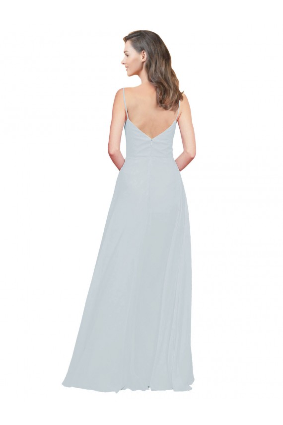Slim A-Line Chiffon Bridesmaid Dress with Spaghetti Strap Gathered Bodice Brisbane